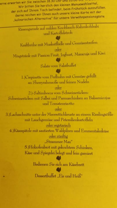 Abendmenu Wellnesshotel Forsthaus Auerhahn