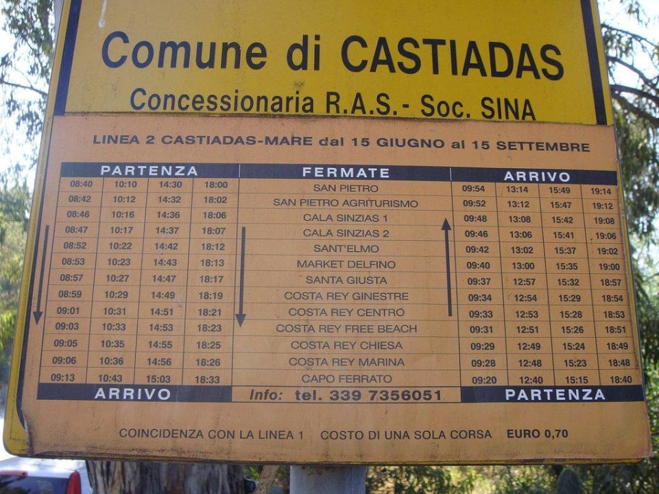 Busfahrplan vor dem Hotel Limone Beach Village