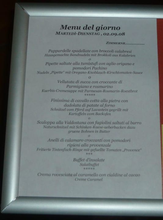 Menüauswahl Natur Resort Panorama