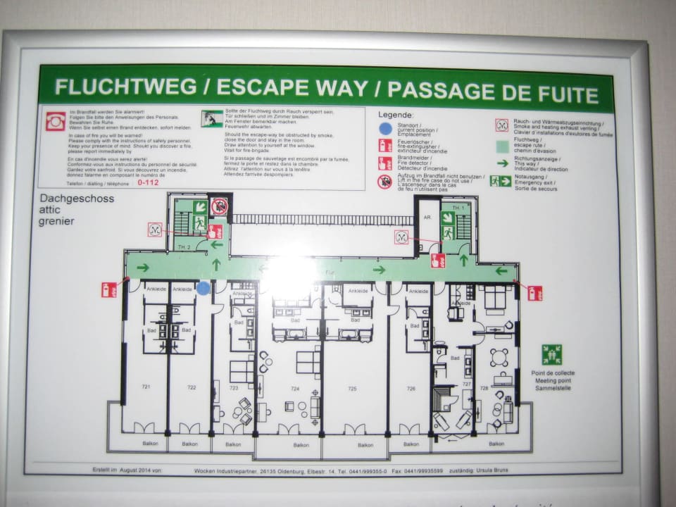 Zimmer 722 - Flucht- und Rettungsplan Romantik Hotel Jagdhaus Eiden am See