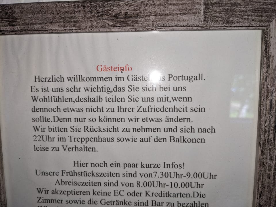 Zimmer Gästehaus Portugall