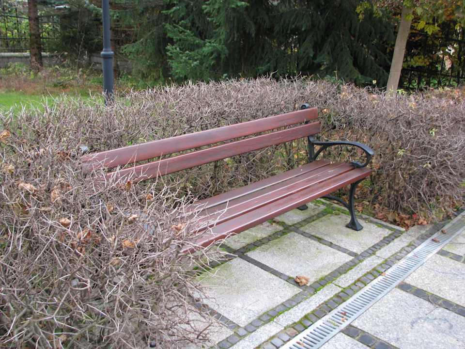 Ławeczka w ogrodzie Hotel Klimek Spa