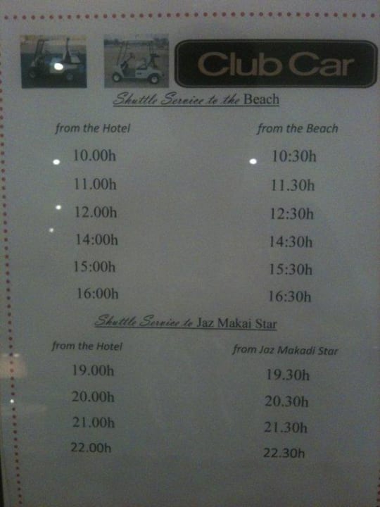 Zeiten des Shuttleservice zum Strand Steigenberger Makadi Hotel - Adults only