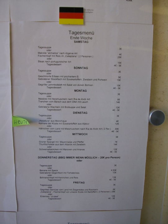 Menukarte Costa d'Oiro Ambiance Village