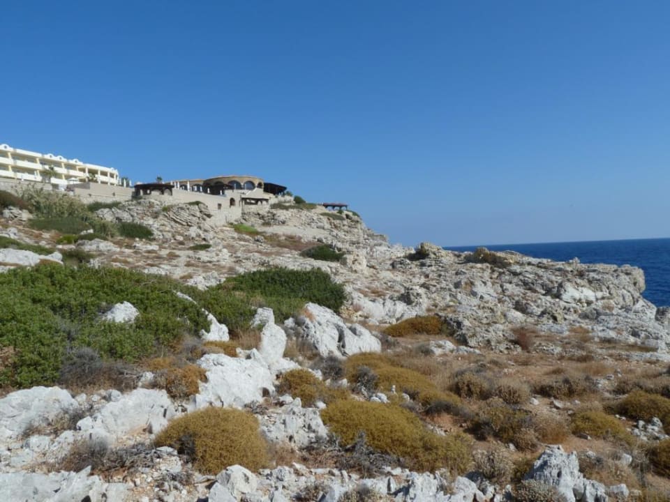 Ansicht von der Küste zum Restaurant Hotel Kalithea Horizon Royal