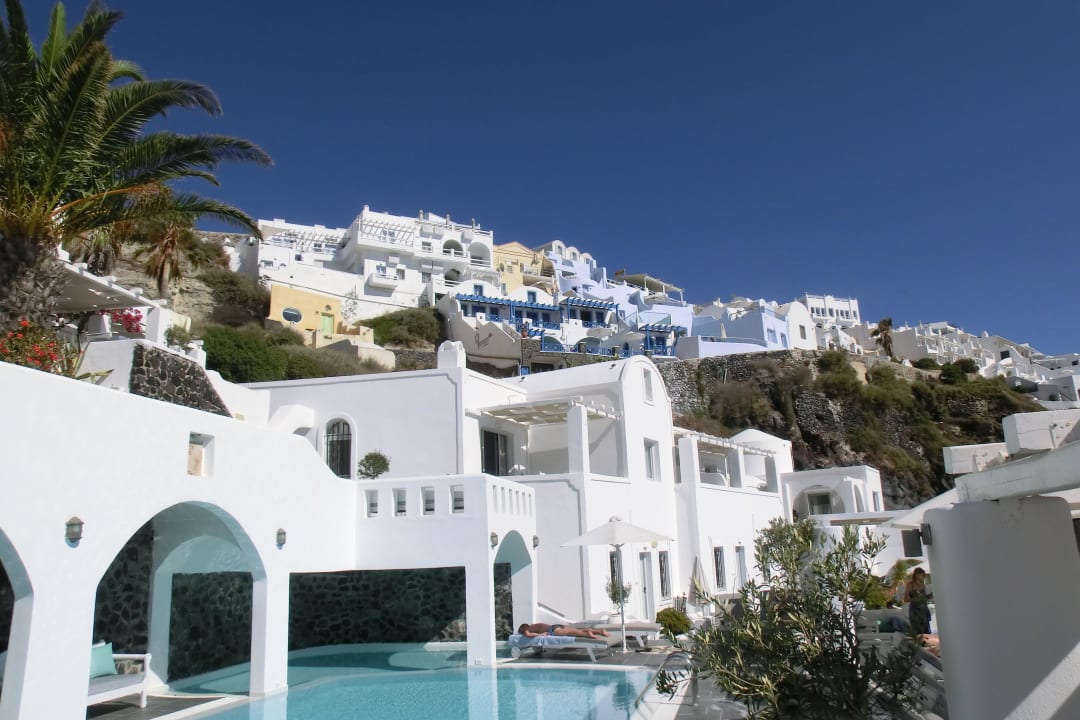 Blick Richtung Fira Hotel Agali Houses