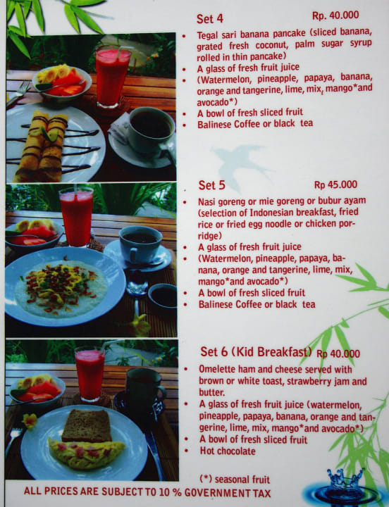 Menu śniadaniowe-Tegal Sari Hotel Tegal Sari
