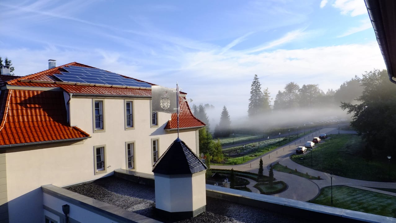 Ausblick zur Hotelvorfahrt am Morgen  Naturresort & Spa Schindelbruch