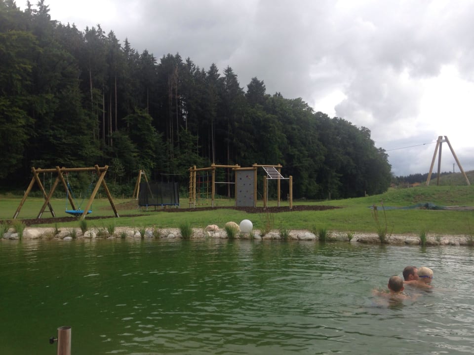 Schwimmteich Spielplatz Staller Ferienhof