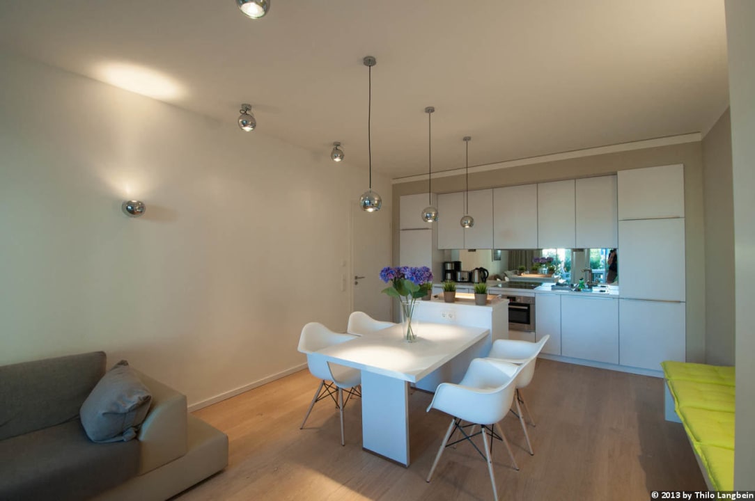 Wohnzimmer/Küche und Essbereich Ferienwohnungen Dünenpalais Ahlbeck