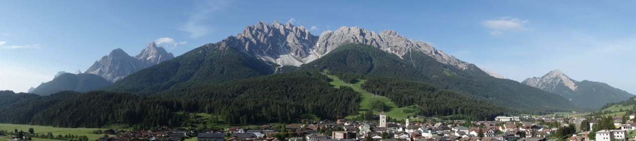Vom Zimmer auf die Dolomiten (Dreischusterspitze und Haunold Naturhotel Leitlhof