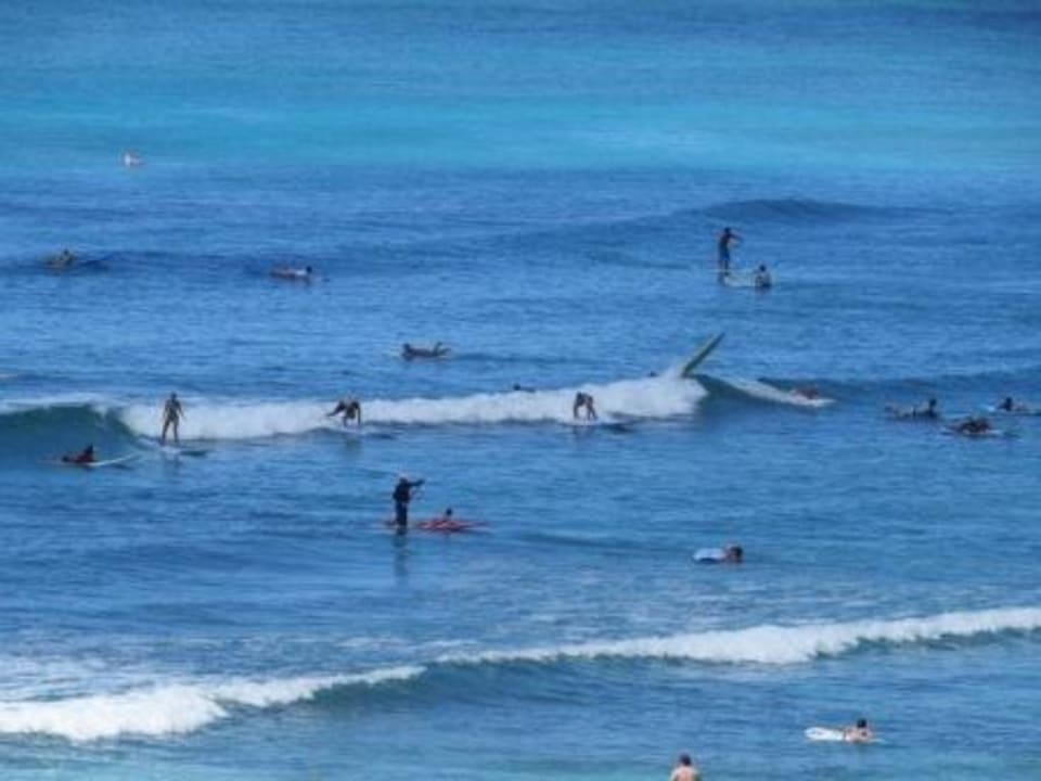 Surfen morgens Hotel Aston Waikiki Circle