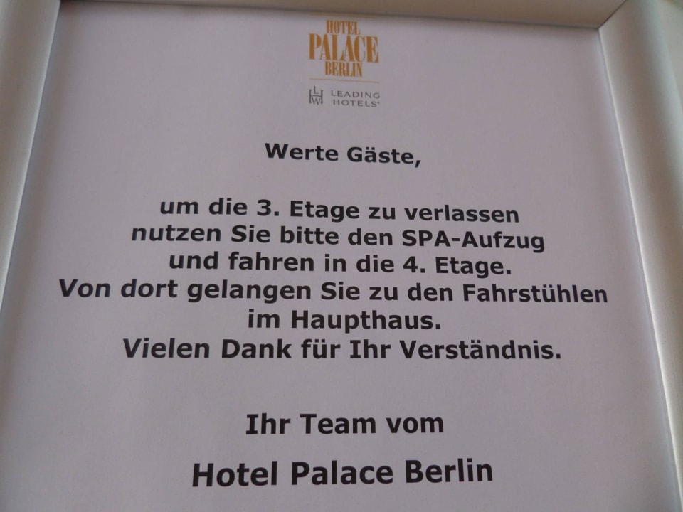 Schlecht zu findender Spa-Bereich Hotel Palace Berlin