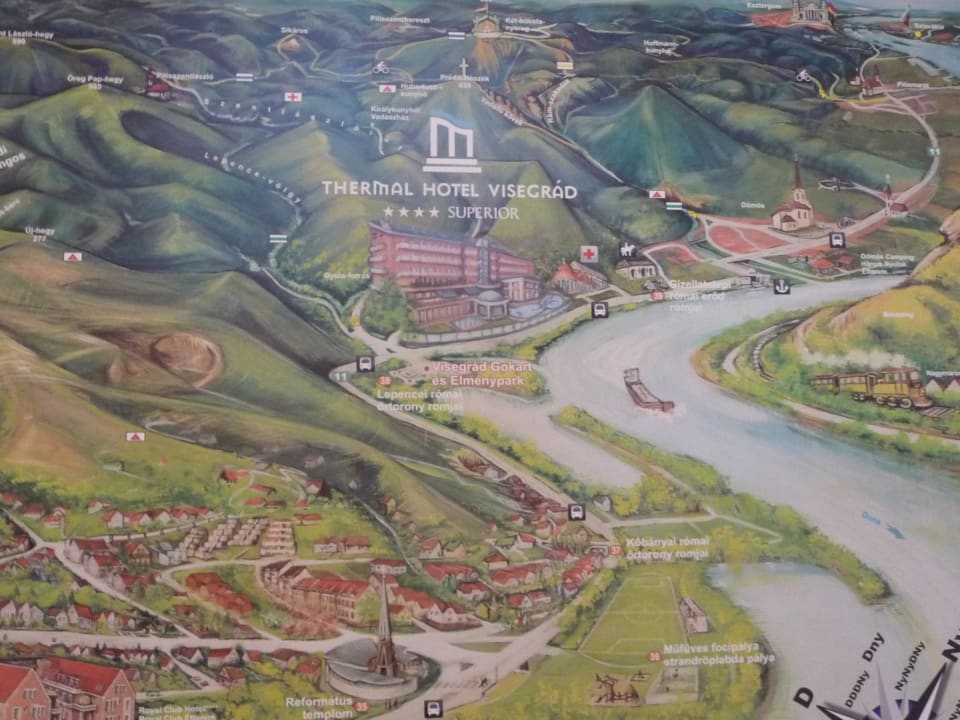 Lage Donau-Südufer...westlich vom "Knie" Thermal Hotel Visegrad