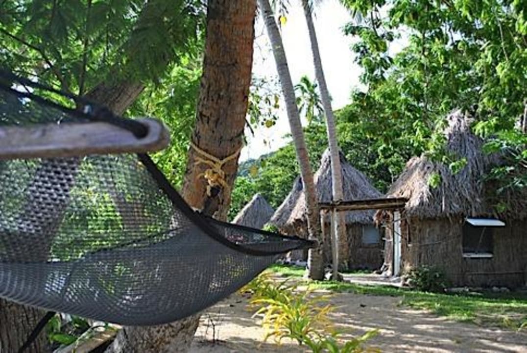Hammocks are all along the beach at Waisalima Waisalima Beach Resort & Dive Centre