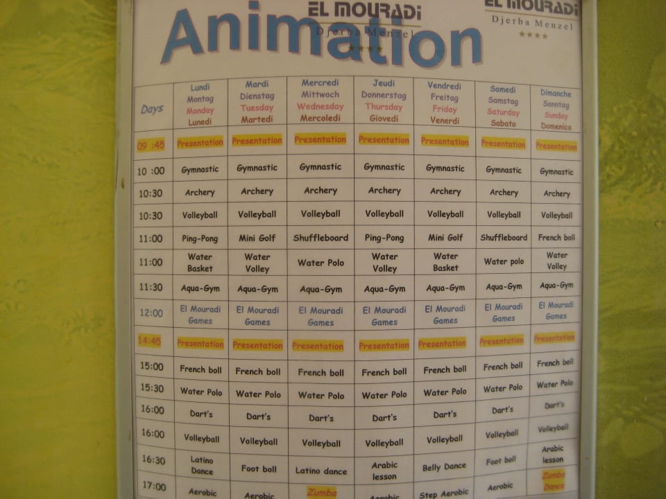 Animationsprogramm  Hotel El Mouradi Djerba Menzel