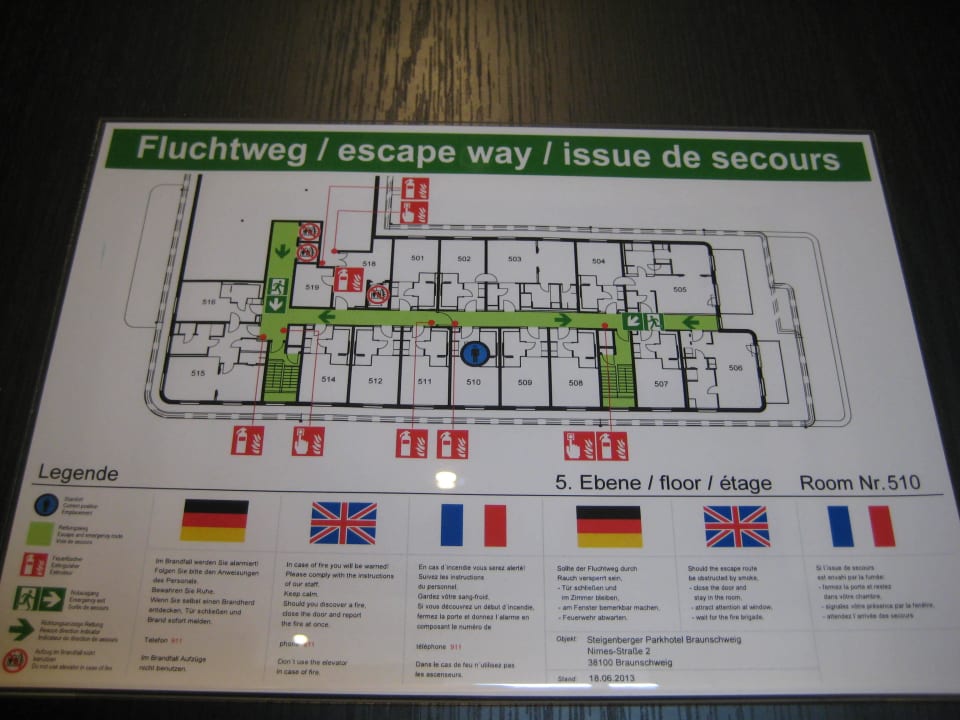 Fluchtplan (Zimmer 510) Steigenberger Parkhotel Braunschweig