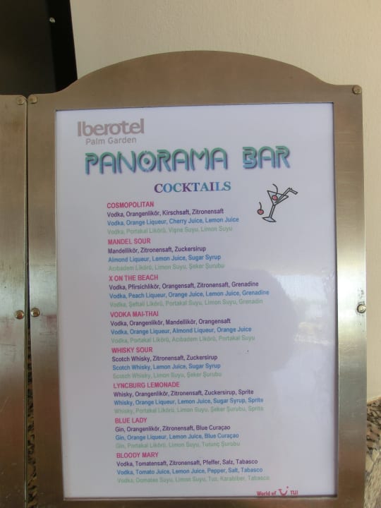 Getränkekarte TUI BLUE Palm Garden