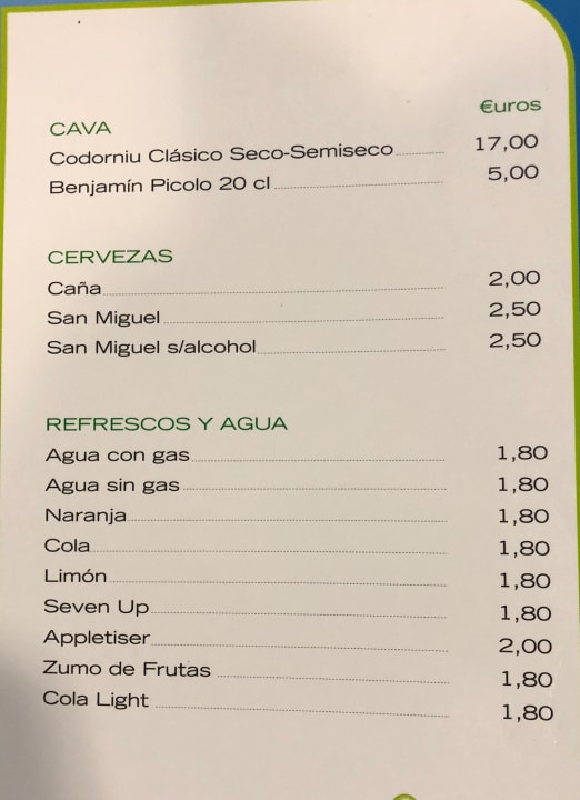 Getränke-Karte für zahlende Gäste Teil 1 (HP) Hotel Floresta