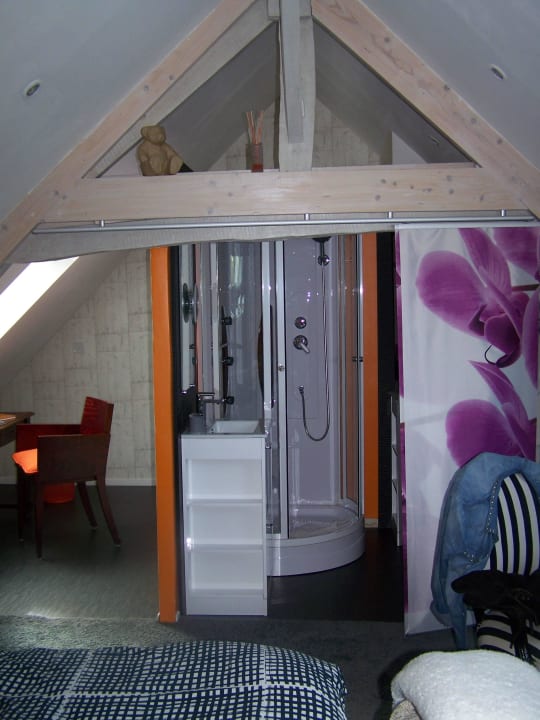 Dusche mitten im Zimmer B&B Le Clos Dessyag