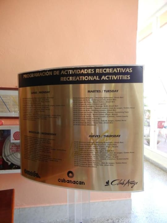 Tagesübersicht Club Amigo Hotel Ancon