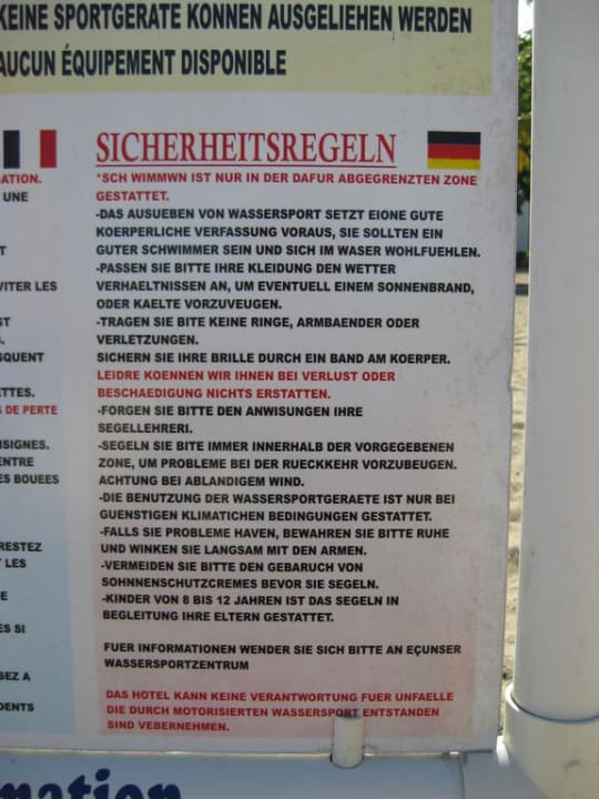 Warnhinweise am Strand Grand Paradise Playa Dorada