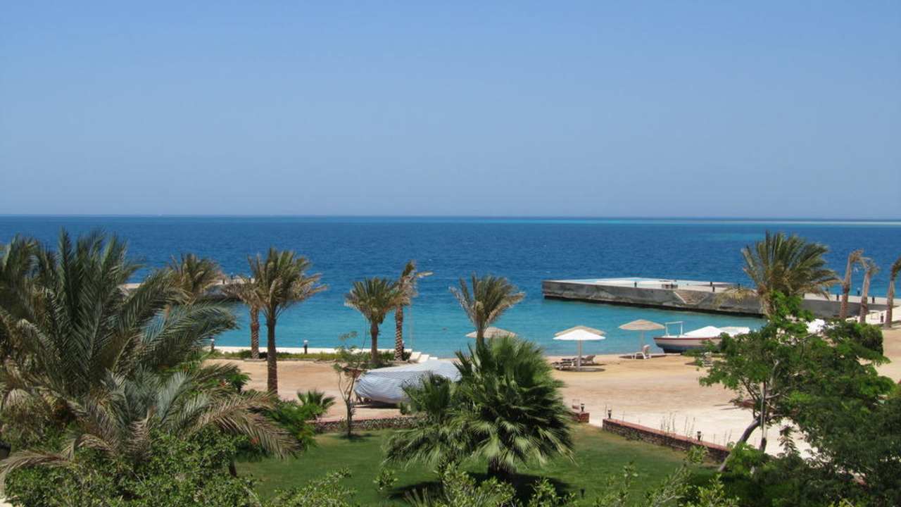 Ausblick vor der Zimmertür Palm Beach Resort