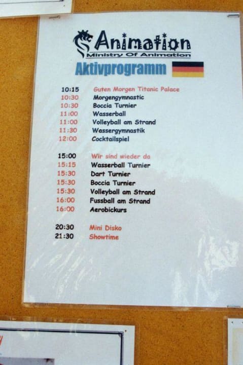 Das Animationsprogramm für jeden Tag Hotel Titanic Palace