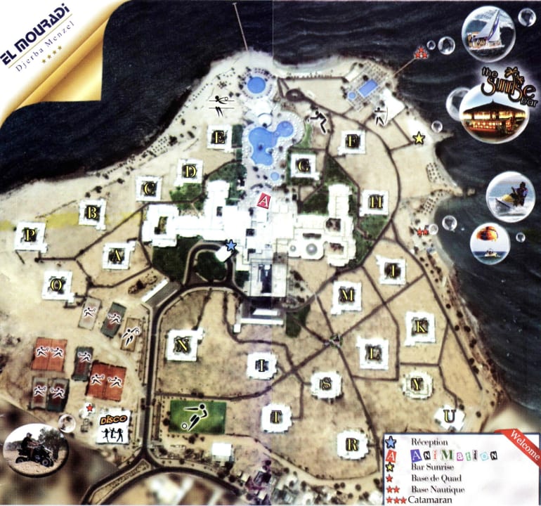 Offizieller Hotel-Flyer mit Lageplan Hotel El Mouradi Djerba Menzel