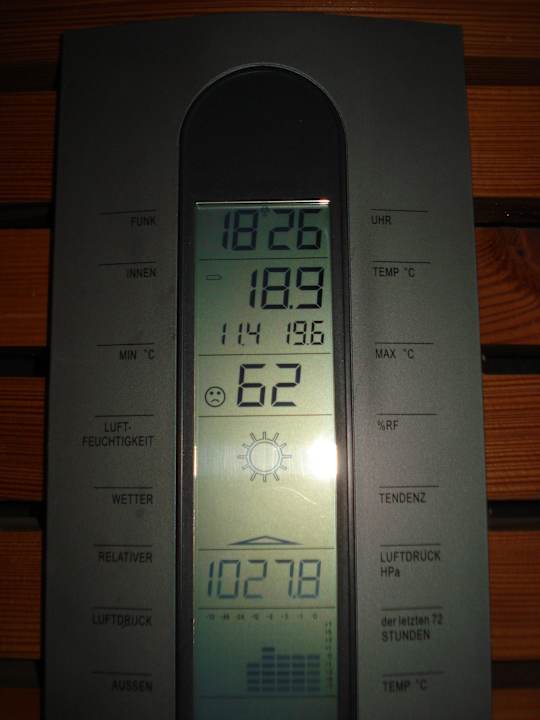 18.9° um 18.30 Uhr, 27.9.2014 Apartments am See Domenig