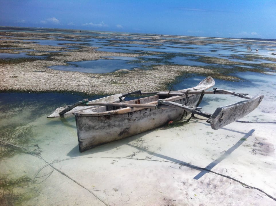 Fischerboot bei Ebbe Sultan Sands Island Resort & Spa