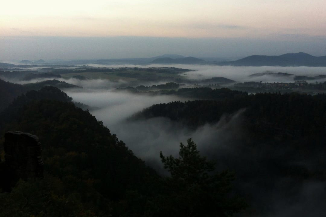 Morgendlicher Ausblick Gasthof Brand-Baude