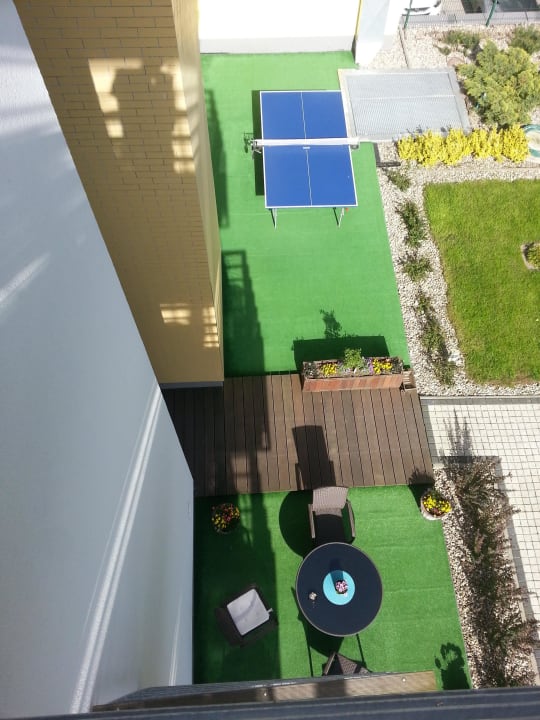 Blick vom Balkon auf den Garten Pension Rezydencja Familia