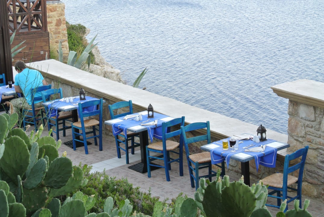 Blick von unserem Lieblingstisch Hotel Kalithea Horizon Royal