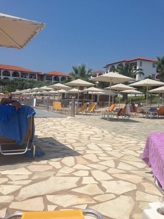 Sehr viel Platz aber viel zu wenig Liegen Akrathos Beach Hotel