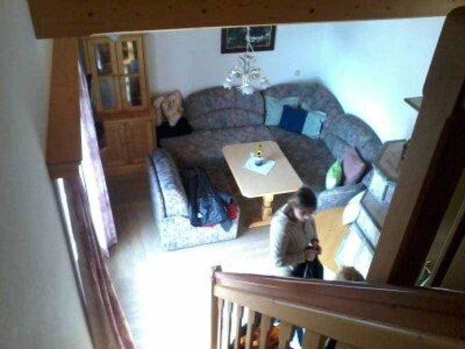 Wohnzimmer von der Galerie aus fotografiert Apartment Eder