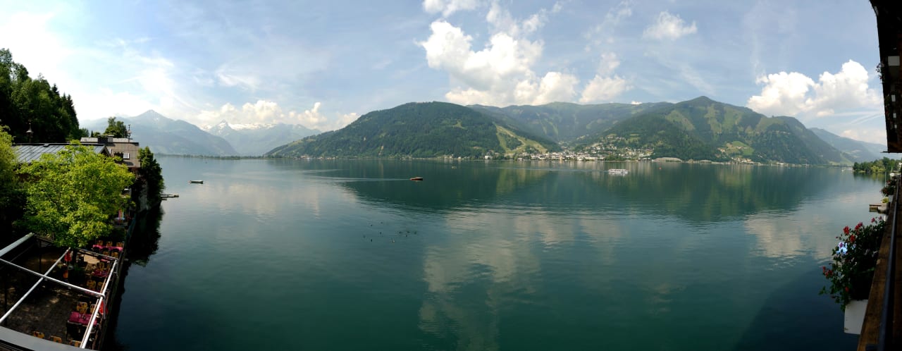 Panoramafoto vom Ausblick über den See Hotel Garni Seestrand