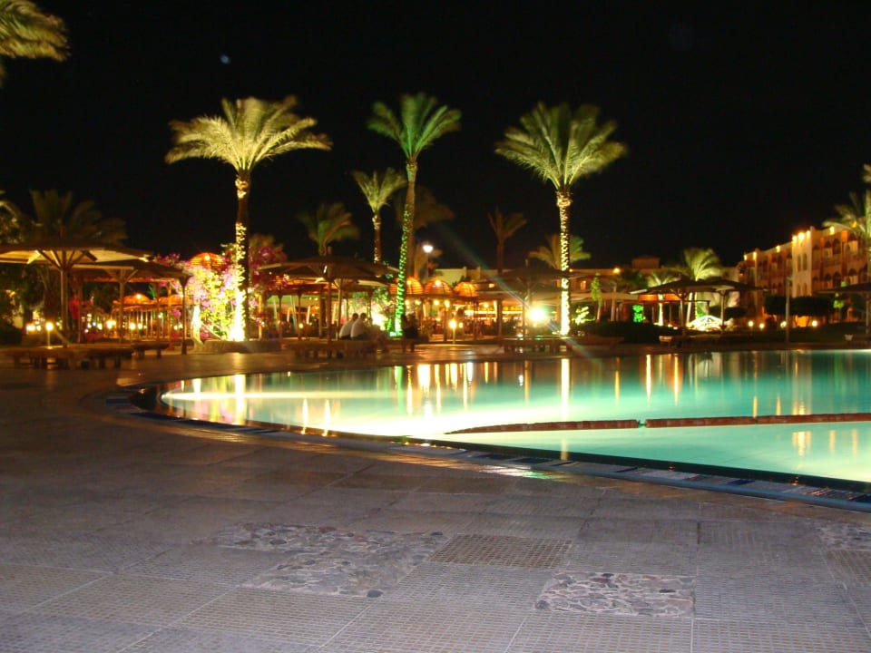 Widok wieczorem przy basenie Desert Rose