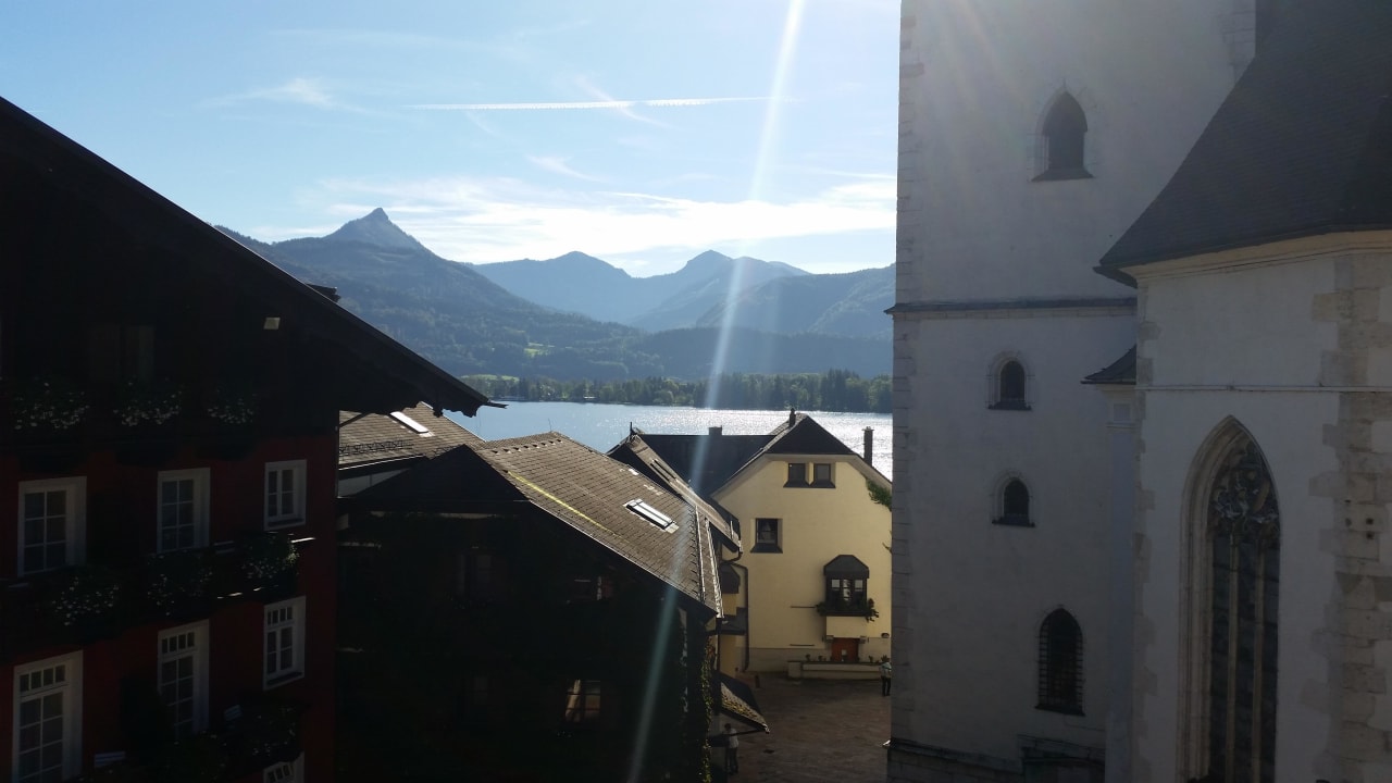 Blick vom 3. Stock auf den Wolfgangsee Hotel Weisser Bär