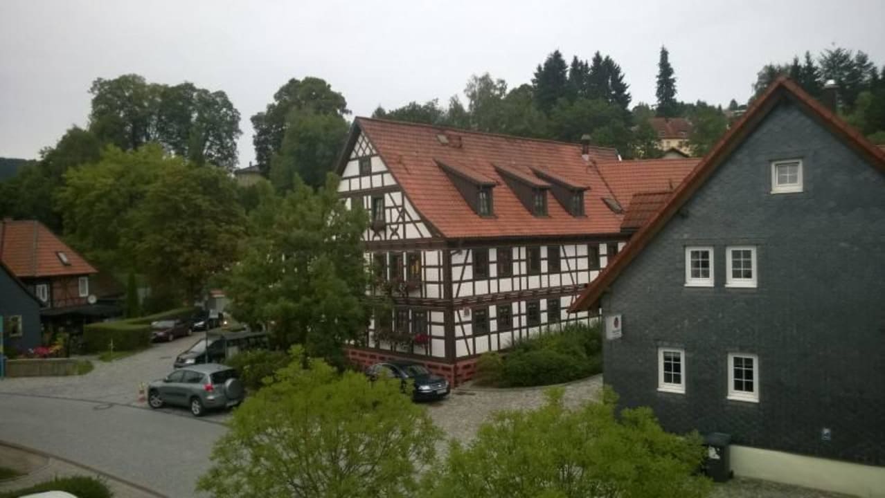 Blick aus dem Hotelzimmer. Hotel & Gasthaus Goldener Hirsch