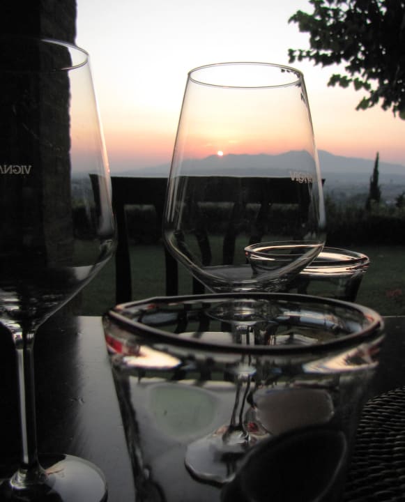Sonnenuntergang von der Terrasse  Agriturismo Montalto