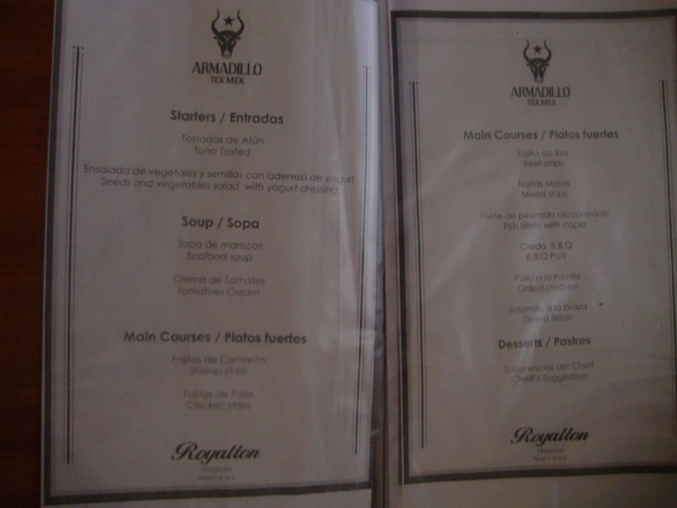 Mexikanisches a la carte (Speisekarte) Royalton Hicacos Resort & Spa - Adults only