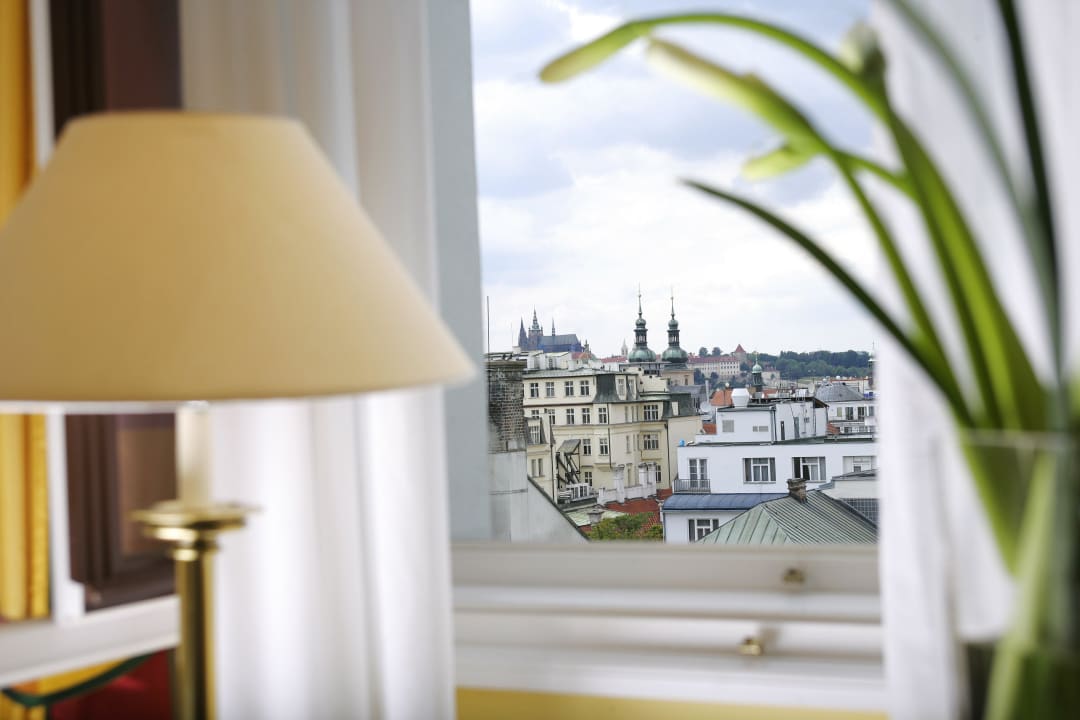 Prague Castle view Art Nouveau Palace Hotel