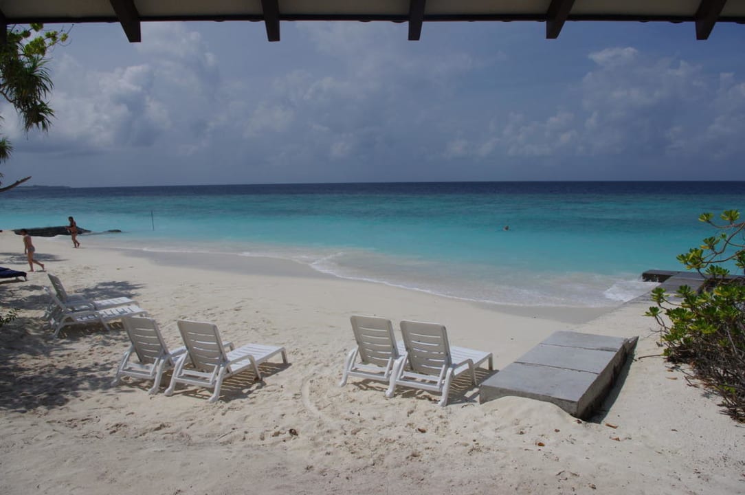 Ausblick aus unserem Bungalow Adaaran Select Meedhupparu Island Resort - Premium All Inclusive