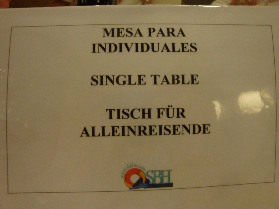 Tisch für Alleinreisende SBH Hotel Taro Beach