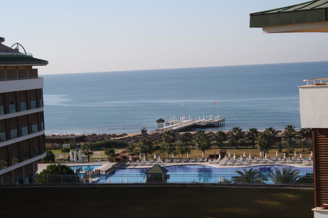 Ausblick vom 5. Stock unseres Hausganges Voyage Belek Golf & Spa