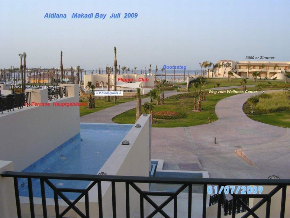 Vom Hauptgebäude über die Anlage Cleopatra Luxury Resort Makadi Bay