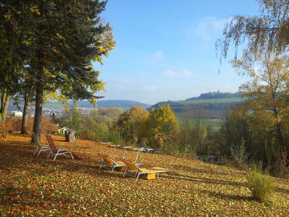 Blick von der Liegewiese Richtung Taubertal Vitalhotel König am Park