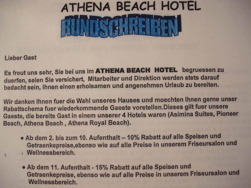 Infos  Constantinou Bros Athena Beach Hotel