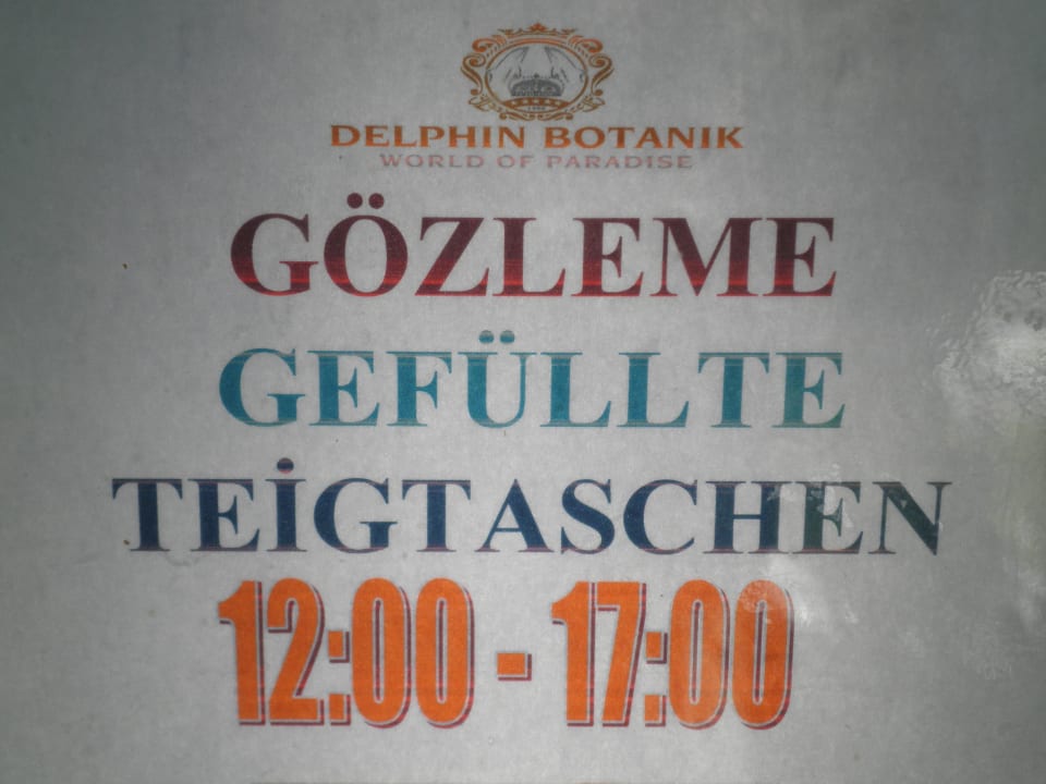 Gözleme Plakat Herstellungszeit Hotel Botanik Platinum